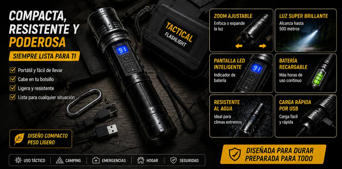 Linterna Táctica Zoom Ajustable