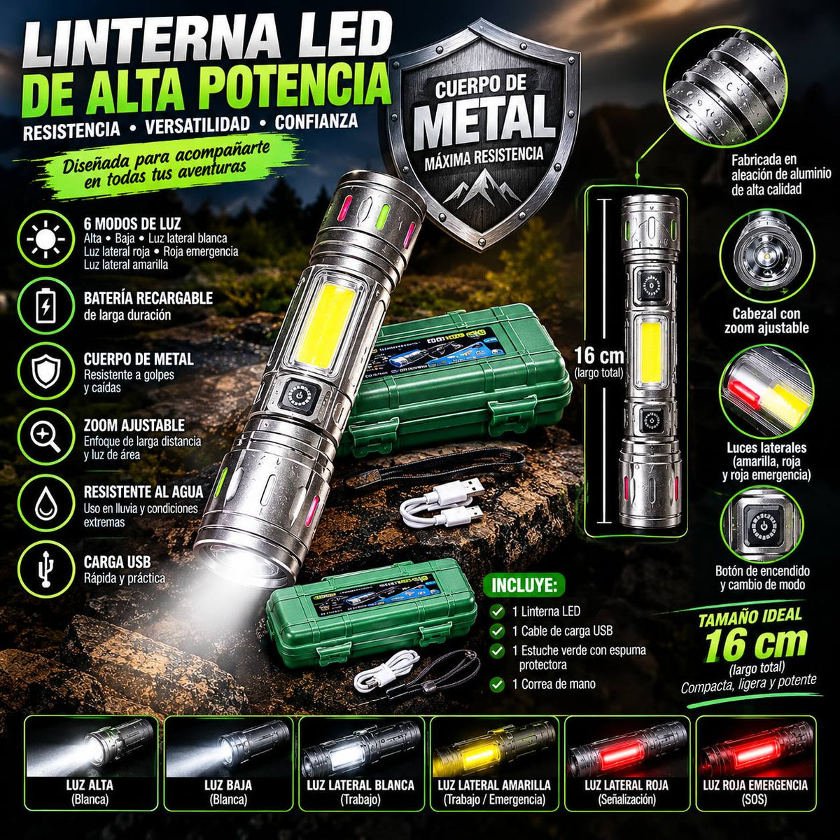 Linterna Led de Alta Potencia 🔦