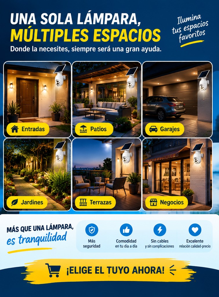 Lámpara con Panel Solar con Diseño de Cámara de Vigilancia📹