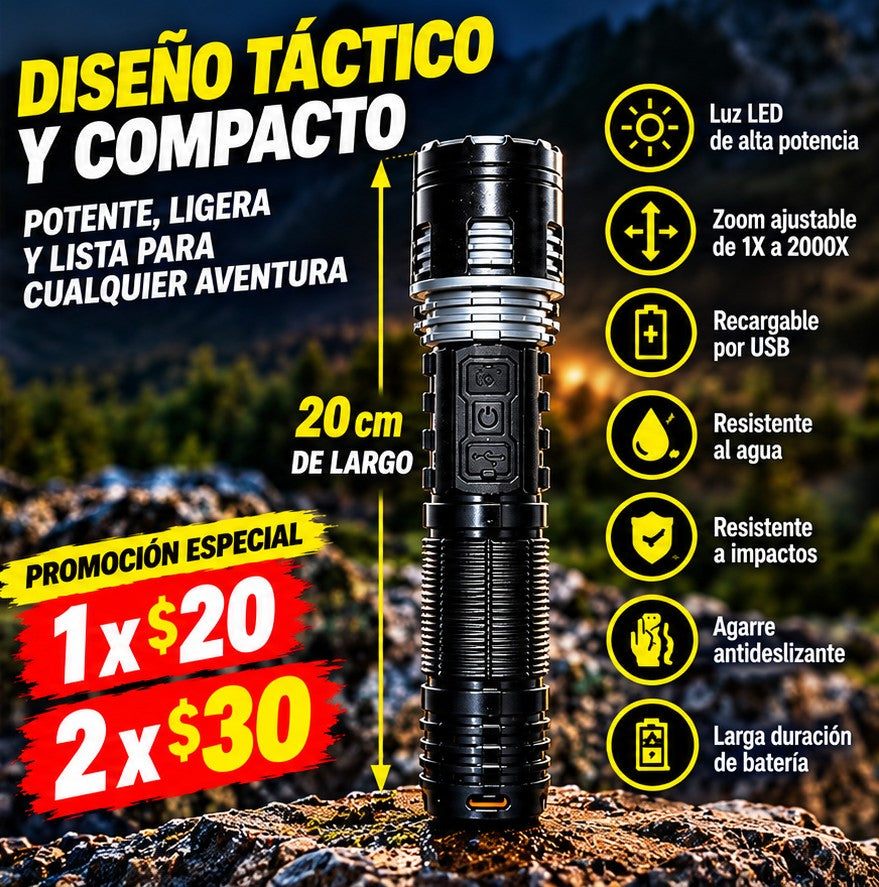 Linterna Táctica Zoom Ajustable